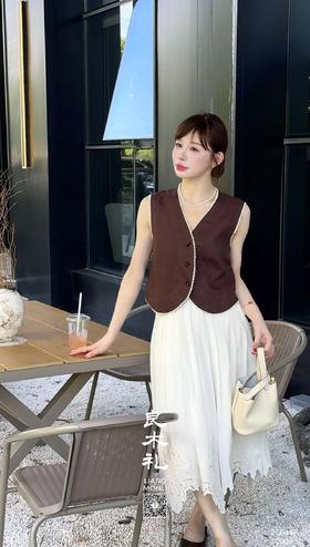 简约——亚麻花边马甲