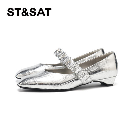 【金属风】星期六水钻褶皱搭扣方头玛丽珍SSD3111087 商品图10