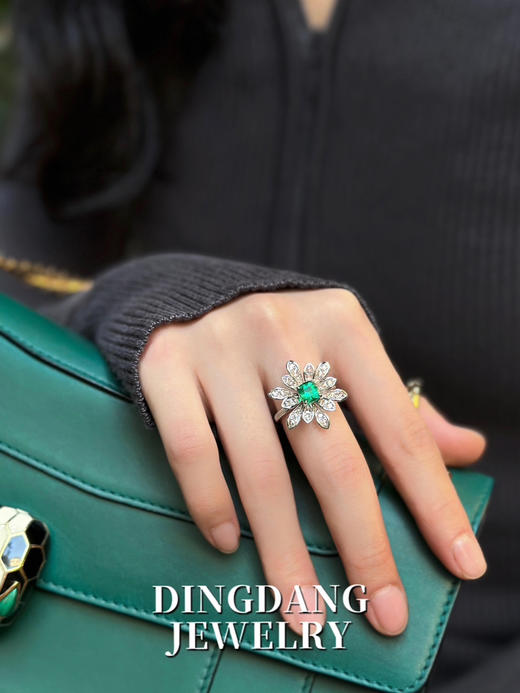 赞比亚 沃顿祖母绿 1ct VVG 钻戒 商品图1