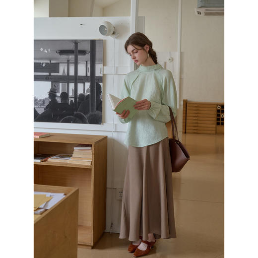 SimpleRetro天丝羊毛法式慵懒两穿长袖衬衫 商品图4