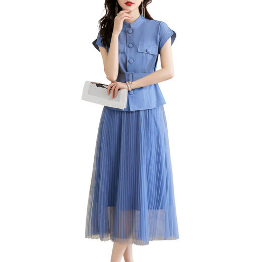 高级连衣裙夏小个子法式网纱裙子套装YBER2335 商品图4