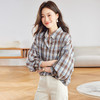 【特惠不退换】复古翻领格子长袖衬衫女秋新款通勤韩系宽松百搭刺绣衬衣    MJ-56063 商品缩略图1