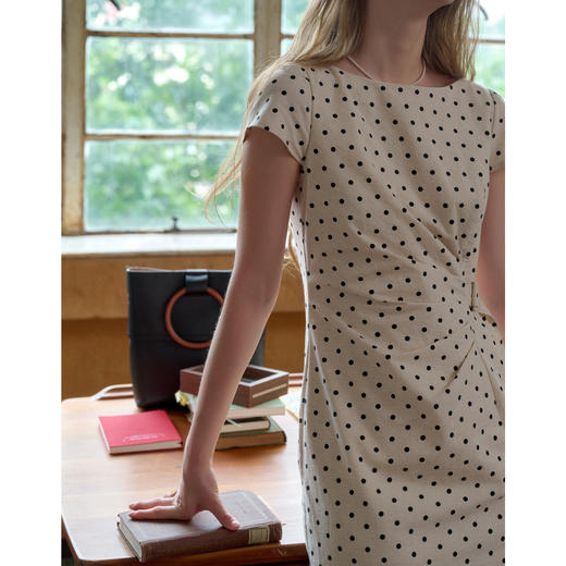 SimpleRetro法式亚麻收褶可调节条纹连衣裙（小眠专属） 商品图3