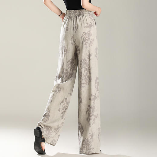 气质印花阔腿裤，简约时尚薄款女士休闲长裤MYX-BFZY-B2521 商品图3