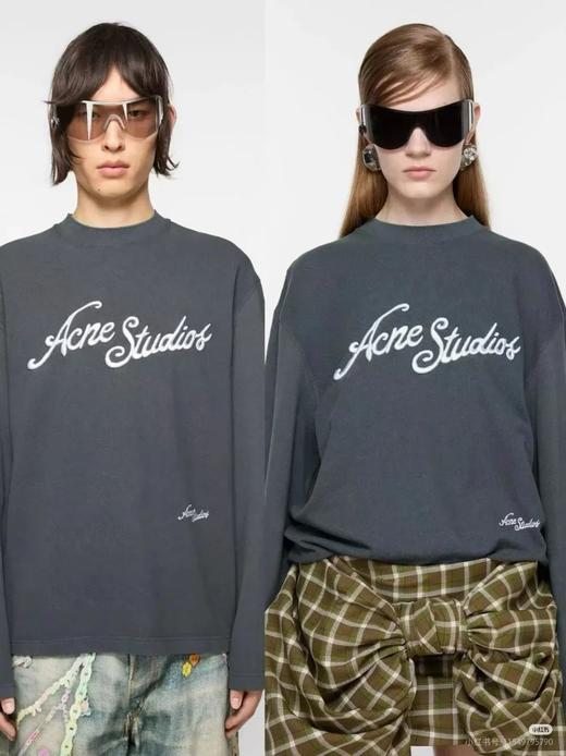 AS家成衣染色水洗做旧刺绣珠地棉舒适圆领长袖T恤 商品图0