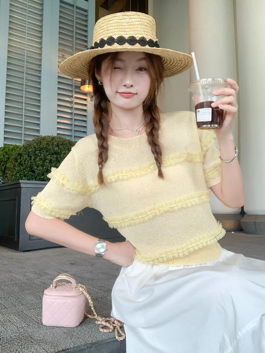 【149元任选2件】最后一波现货！温柔风黄色蕾丝花边短袖 商品图11