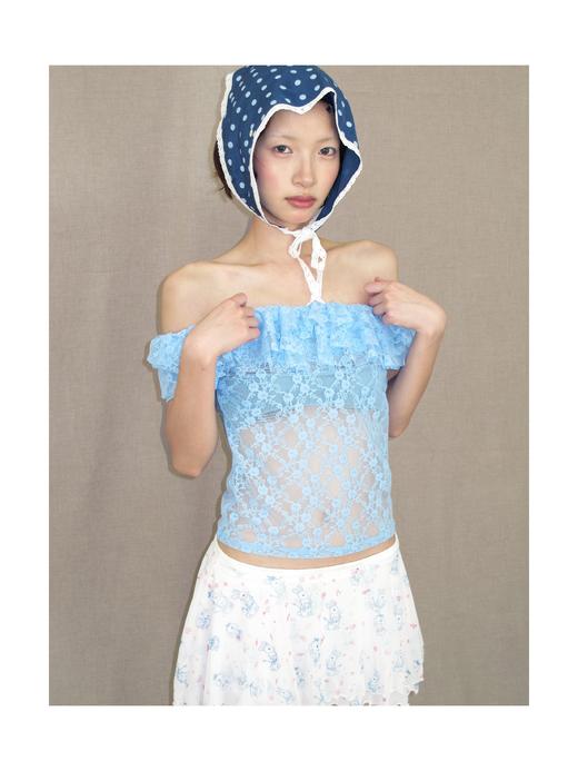 Kaiy Xiao 早秋系列 荷叶一字领蕾丝上衣 商品图0