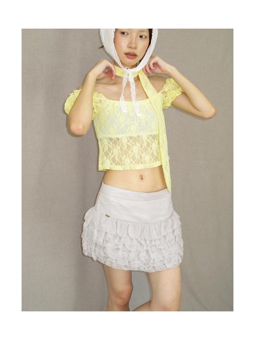 Kaiy Xiao 早秋系列 蕾丝泡泡袖短袖上衣 商品图0