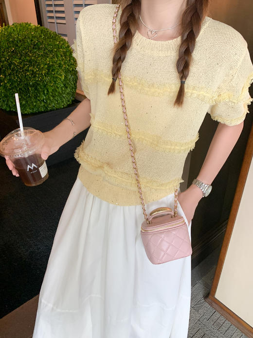【149元任选2件】最后一波现货！温柔风黄色蕾丝花边短袖 商品图5