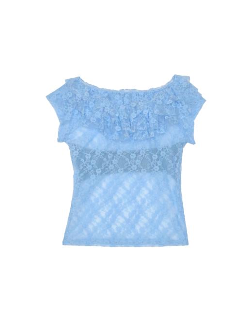 Kaiy Xiao 早秋系列 荷叶一字领蕾丝上衣 商品图4