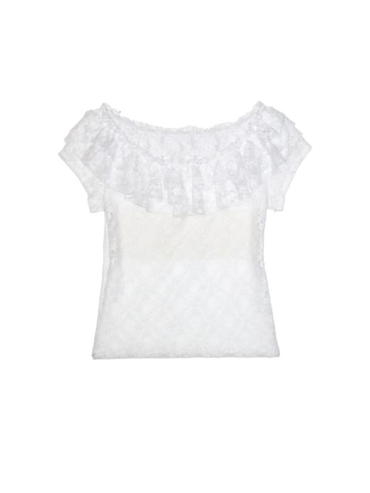 Kaiy Xiao 早秋系列 荷叶一字领蕾丝上衣 商品图7