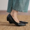 【预售5天】小牛皮羊翻法式极简风斜V口低跟鞋女一脚蹬气质尖头通勤工作鞋DMJ&82605 商品缩略图1