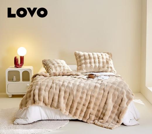 LOVO乐蜗XS VQ0868 轻奢防静电双层仿兔毛毯 85×140cm 咖色 商品图0