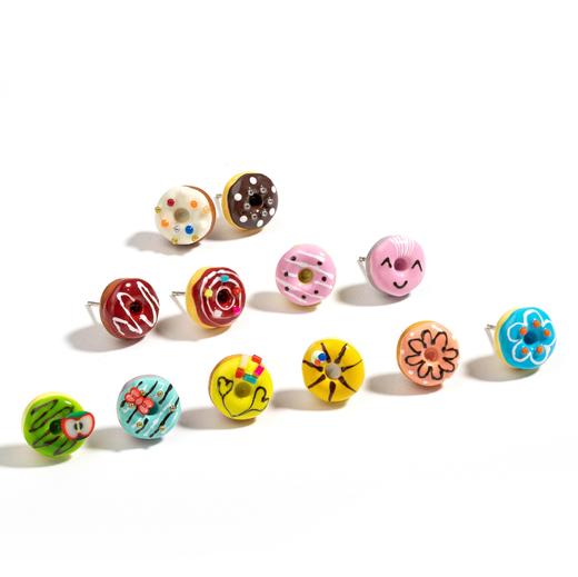 Juicy Grape珐琅甜甜圈耳钉女可爱甜美迷你耳饰气质百搭耳环ed308 商品图6