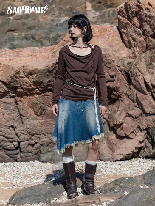 早乙女惠子saotome/STMTX13106/针织长袖荡领T恤 商品图1