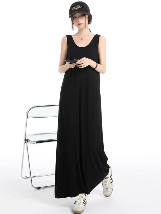 【超值推荐】70%黏胶纤维慵懒风长款显瘦超舒服背心连衣裙-喜出 商品图4