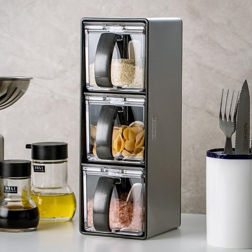 阿司倍鹭(ASVEL)不锈钢调味盒家用调料罐组合套装横竖两用640mLX3 商品图1