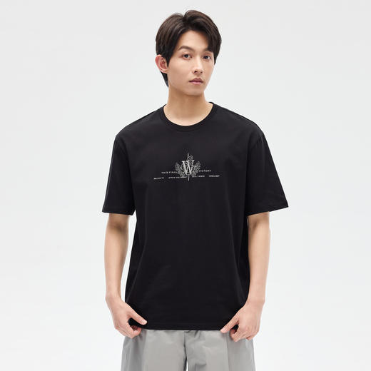 GXG男装【麦穗排版】夏季时尚简约字母图案男士纯棉圆领短袖t恤K&C 商品图13