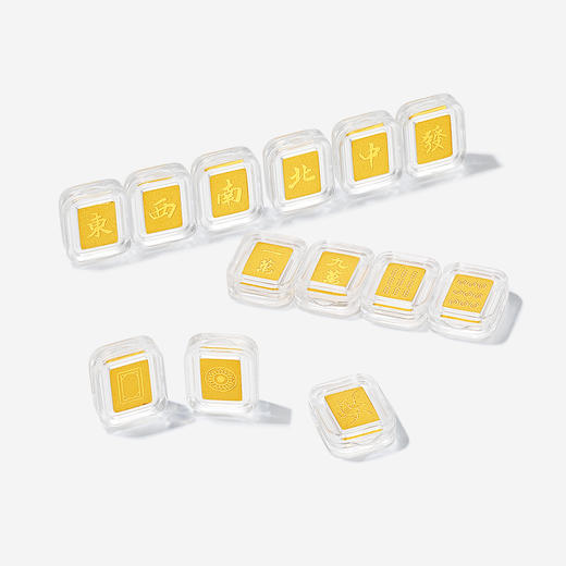 周六福黄金国潮麻将十三幺投资金小金豆实心小金条收藏节日礼物 商品图1