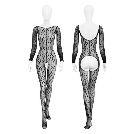 霏慕 狂野豹纹露臀开裆连身丝袜752 情趣内衣诱惑连体黑丝丝袜夫妻刺激高档方便老公睡衣 商品图8