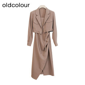 oldcolour商场同款春秋款时尚优雅气质通勤两件套长袖连衣裙女GP31103001