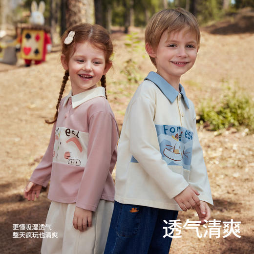 贝肽斯儿童长袖T恤2025年春秋新款男女童宝宝POLO衫舒适纯棉上衣 商品图2