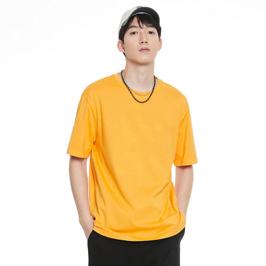 GXG男装【百搭纯色】夏季宽松纯棉休闲短袖T恤男K&C 商品图8