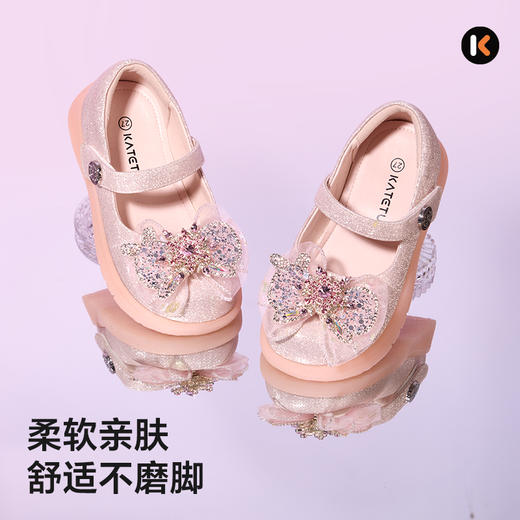 卡特兔女童水晶公主鞋2025秋季新品软底防滑亮灯鞋小女孩洋气单鞋 商品图5