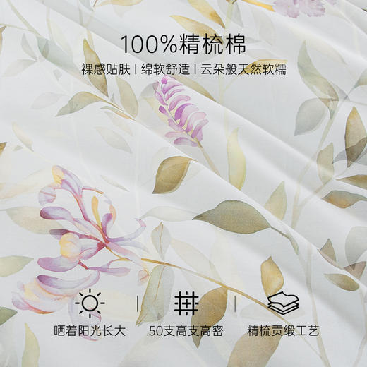 2025年新款雅芳婷全棉床上五件套床笠款纯棉贡缎田园印花被套床品 商品图1