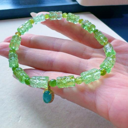 6-10mm单圈莲花绿碧玺手串 商品图7