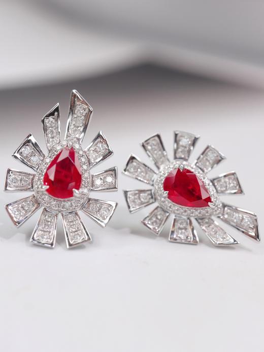 1.2ct刻面红宝石耳钉 商品图3