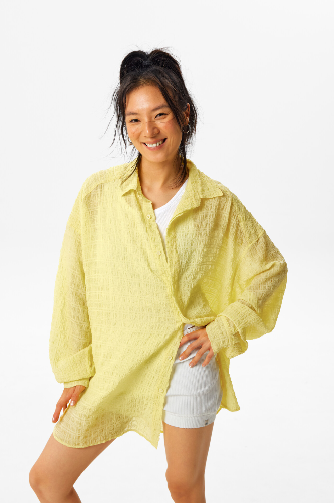 CryingCenter 中性 三色方格泡泡纱海草长袖衬衫 哭喊中心