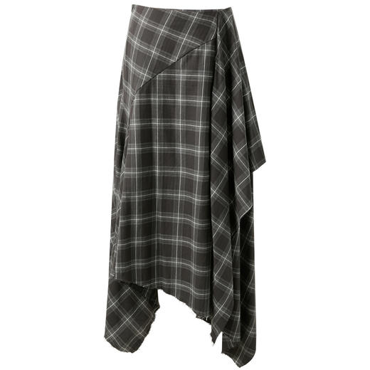 【100棉】三彩独醒2025秋季新款不规则流浪风半身裙格纹中长F 商品图4