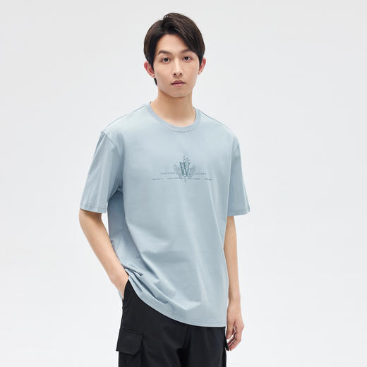 GXG男装【麦穗排版】夏季时尚简约字母图案男士纯棉圆领短袖t恤K&C 商品图6