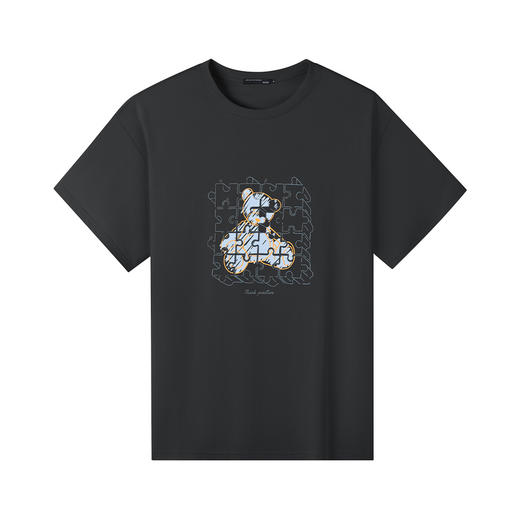 GXG男装【拼图熊】25夏季时尚简约印花休闲舒适透气男式短袖T恤K&C 商品图2