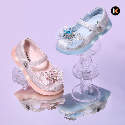 卡特兔女童水晶公主鞋2025秋季新品软底防滑亮灯鞋小女孩洋气单鞋 商品图2