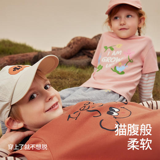 贝肽斯儿童长袖t恤2025秋季新款男女童假两件舒适纯棉宝宝上衣 商品图2
