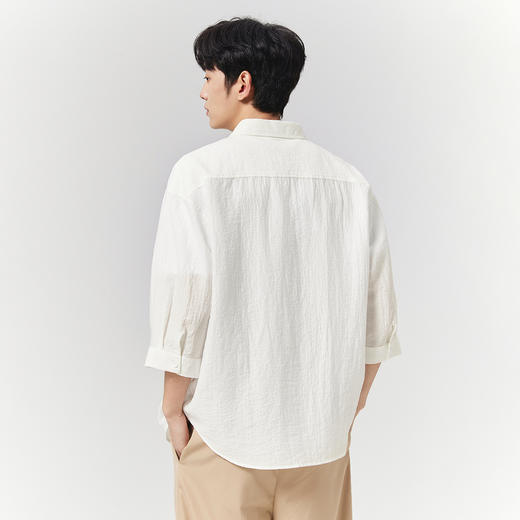 GXG男装【褶皱肌理】25夏季日常翻领休闲户外通勤男式短袖衬衫K&C 商品图7