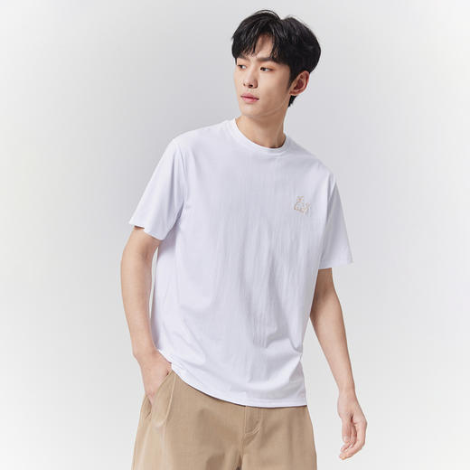 GXG男装【凉感透气】25夏季小鲸鱼绣花圆领休闲男式短袖T恤K&C 商品图1
