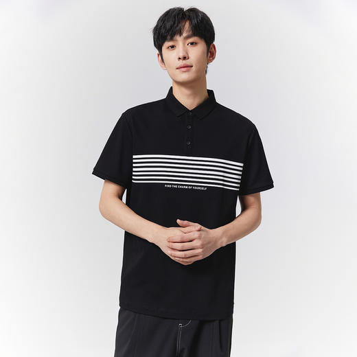 GXG男装【7A抗菌】25夏季时尚撞色条纹翻领休闲凉感短袖男式POLO衫K&C 商品图4