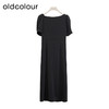 oldcolour商场同款夏季黑色设计感气质短袖连衣裙女P27101028 商品缩略图1