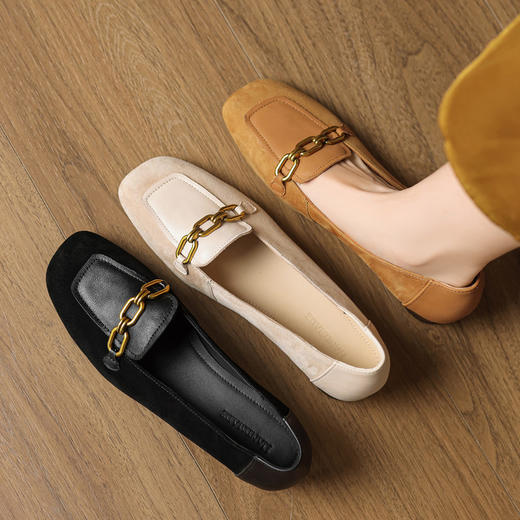 【预售5天】法式单鞋春秋款真皮复古金属链条百搭设计感乐福鞋女SSS&S9706 商品图1