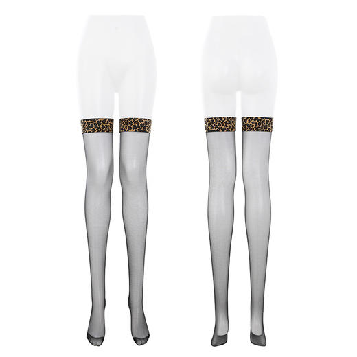 霏慕 豹纹情调薄透丝滑长筒袜7219 黑丝穿搭诱惑情趣内衣性感纯欲 商品图8