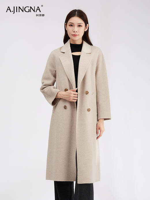【商城同款】阿菁娜高智羊绒翻驳领双排扣大衣F30D211088 商品图2