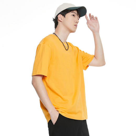 GXG男装【百搭纯色】夏季宽松纯棉休闲短袖T恤男K&C 商品图10
