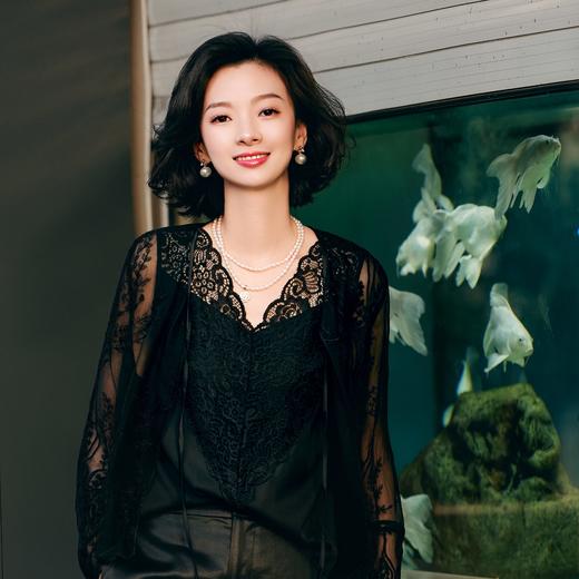 西子/花季少女桑蚕丝V领蕾丝拼接无袖吊带内搭背心/DDBH1208 商品图5