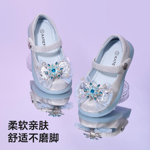 卡特兔女童水晶公主鞋2025秋季新品软底防滑亮灯鞋小女孩洋气单鞋 商品图4