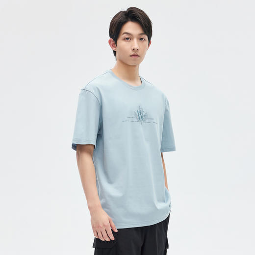 GXG男装【麦穗排版】夏季时尚简约字母图案男士纯棉圆领短袖t恤K&C 商品图3