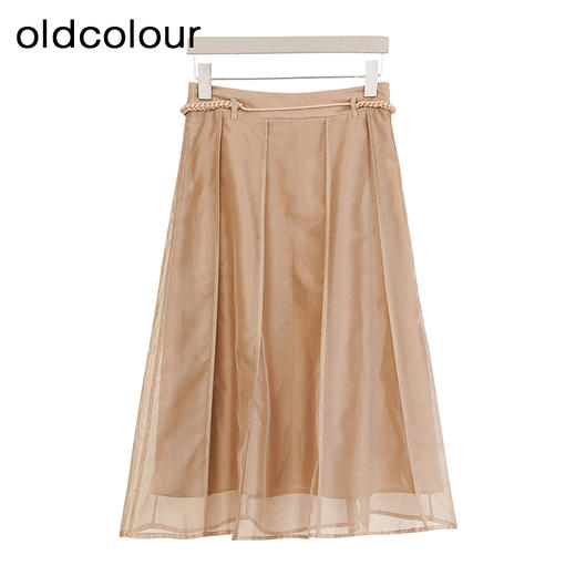 oldcolour商场同款夏季纯色薄纱时尚气质A字半身裙女P23063349 商品图3