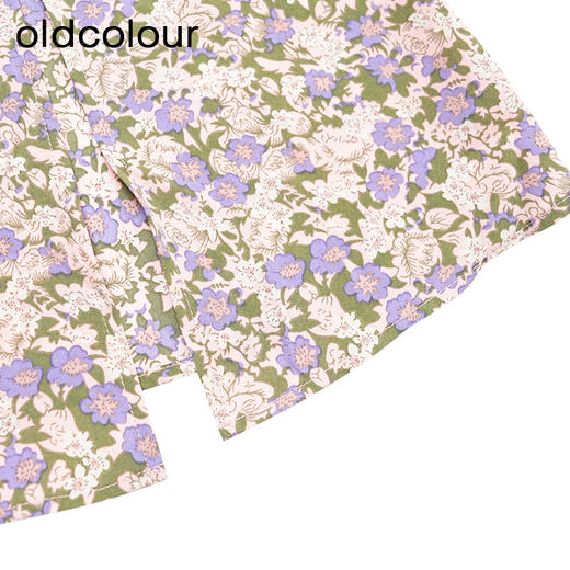 oldcolour商场同款春秋款方领气质碎花短袖连衣裙女P22101236 商品图4